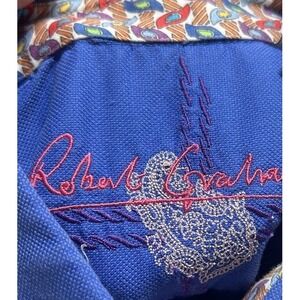 Robert Graham Flip Cuff Button Shirt Men Large Blue Cotton